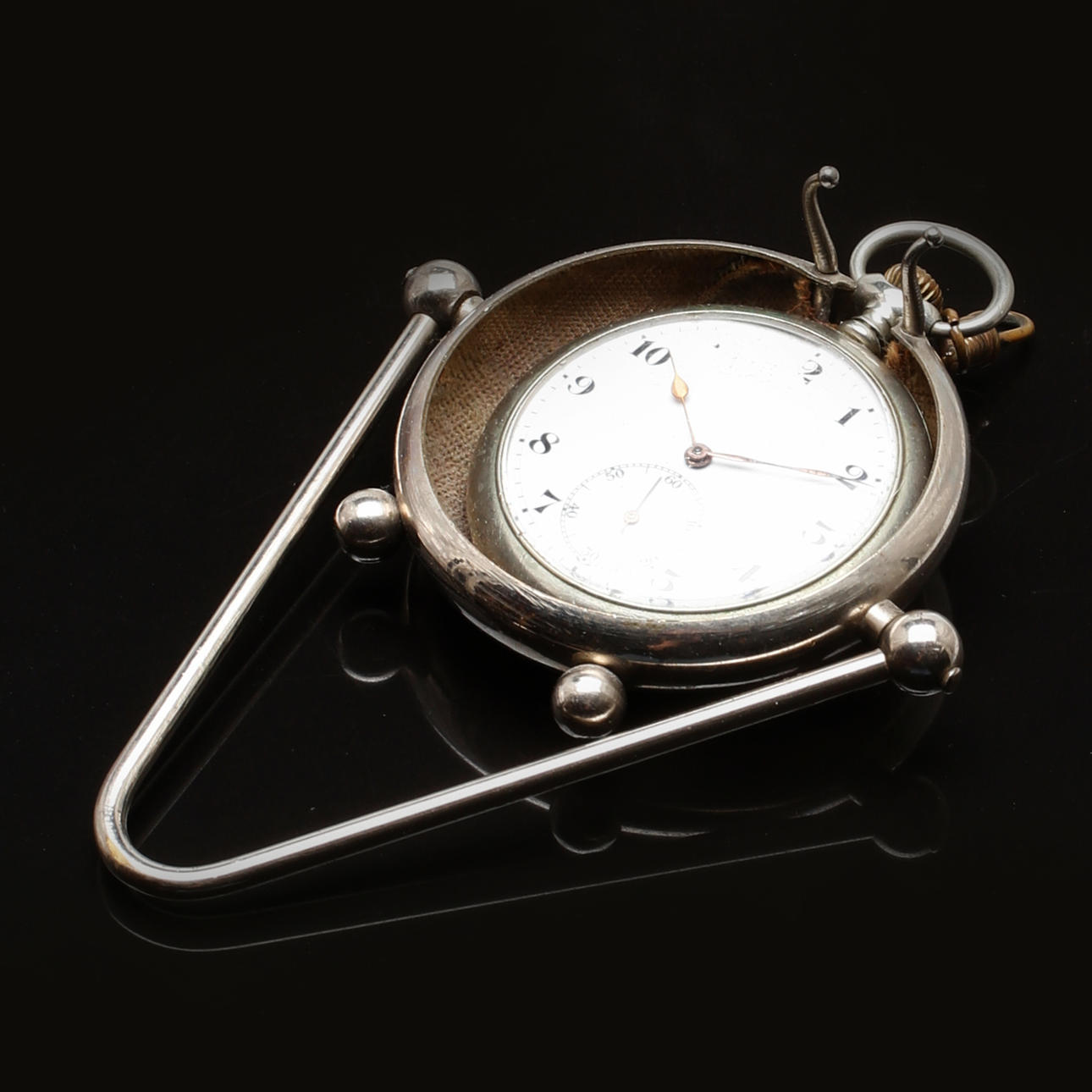 POCKET WATCH and CLOCK, white metal.