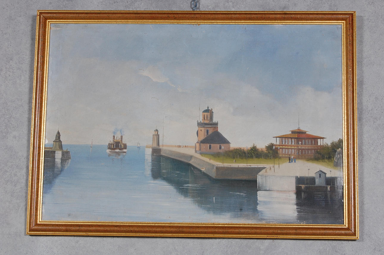 OKÄND KONSTNÄR. olja på duk, " Helsingborg med Parapeten " 1800-tal.