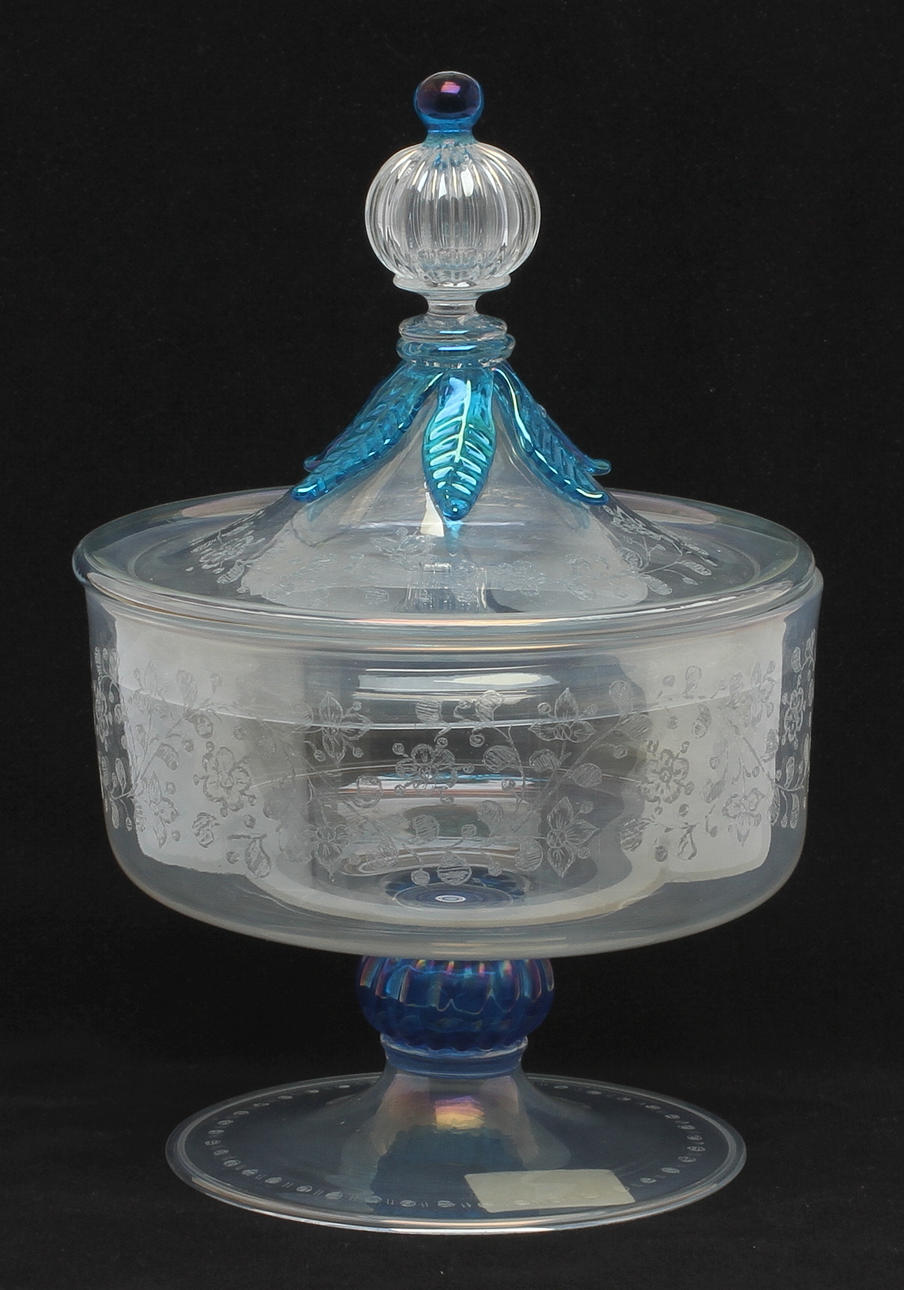 LOCKSKÅL PÅ FOT, glas, möjligen Murano.