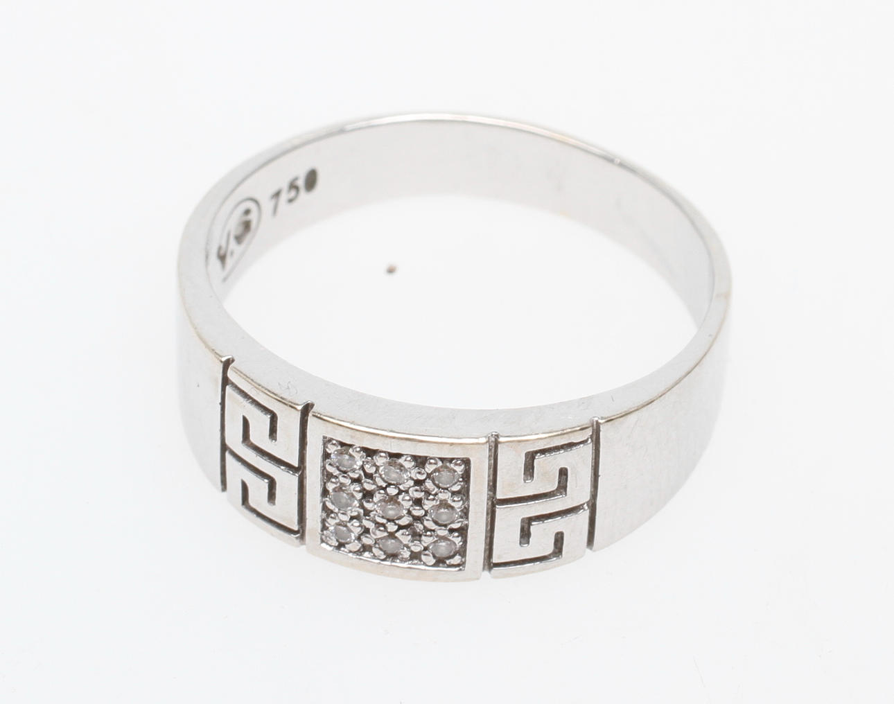 VITGULDSRING VERSACE, 18k guld, med diamanter, vikt ca 7,3 gr.