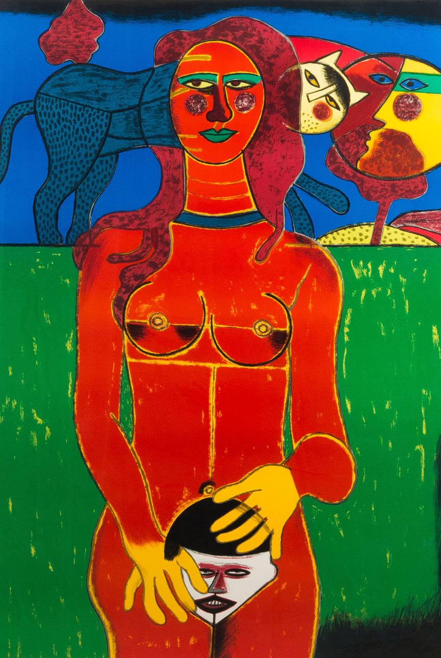 BEVERLOO CORNEILLE. EFTER. Kvinnostudie, osignerad litografi.