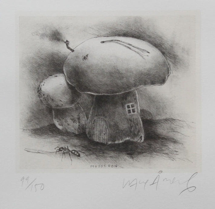LASSE ÅBERG. "Musseron". Litografi. Signerad och numrerad 99/150.