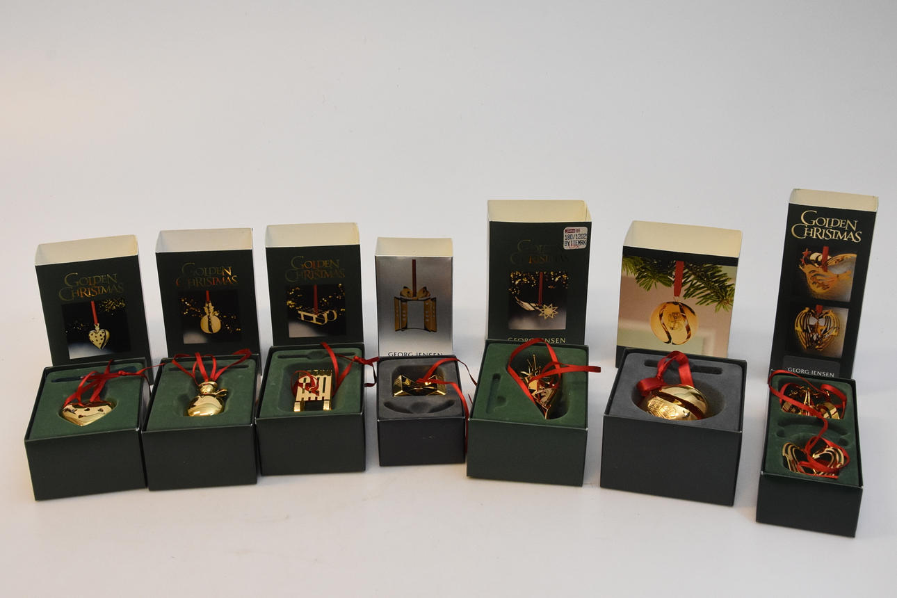 CHRISTMAS DECORATIONS, 8 George Jensen, gold-plated.
