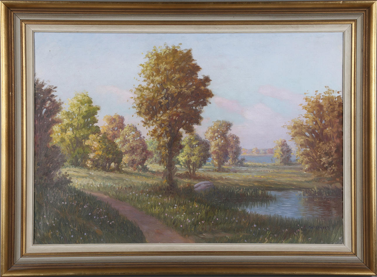 AUGUST EMANUEL "MANNE" HALLENGREN. oil on canvas, signed.