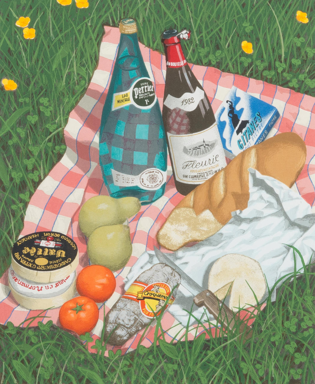 ULF GREDER. Picnic, color lithograph, signed.