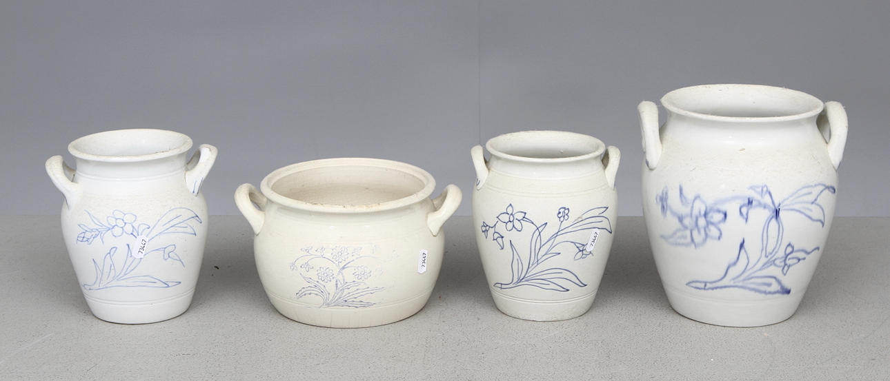 KRUKOR, 4 st, keramik, Rörstrand, Göteborg och Gustafsberg.