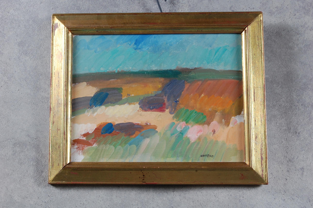 NILS FOLKE KNAFVE. olja på pannå, signerad.