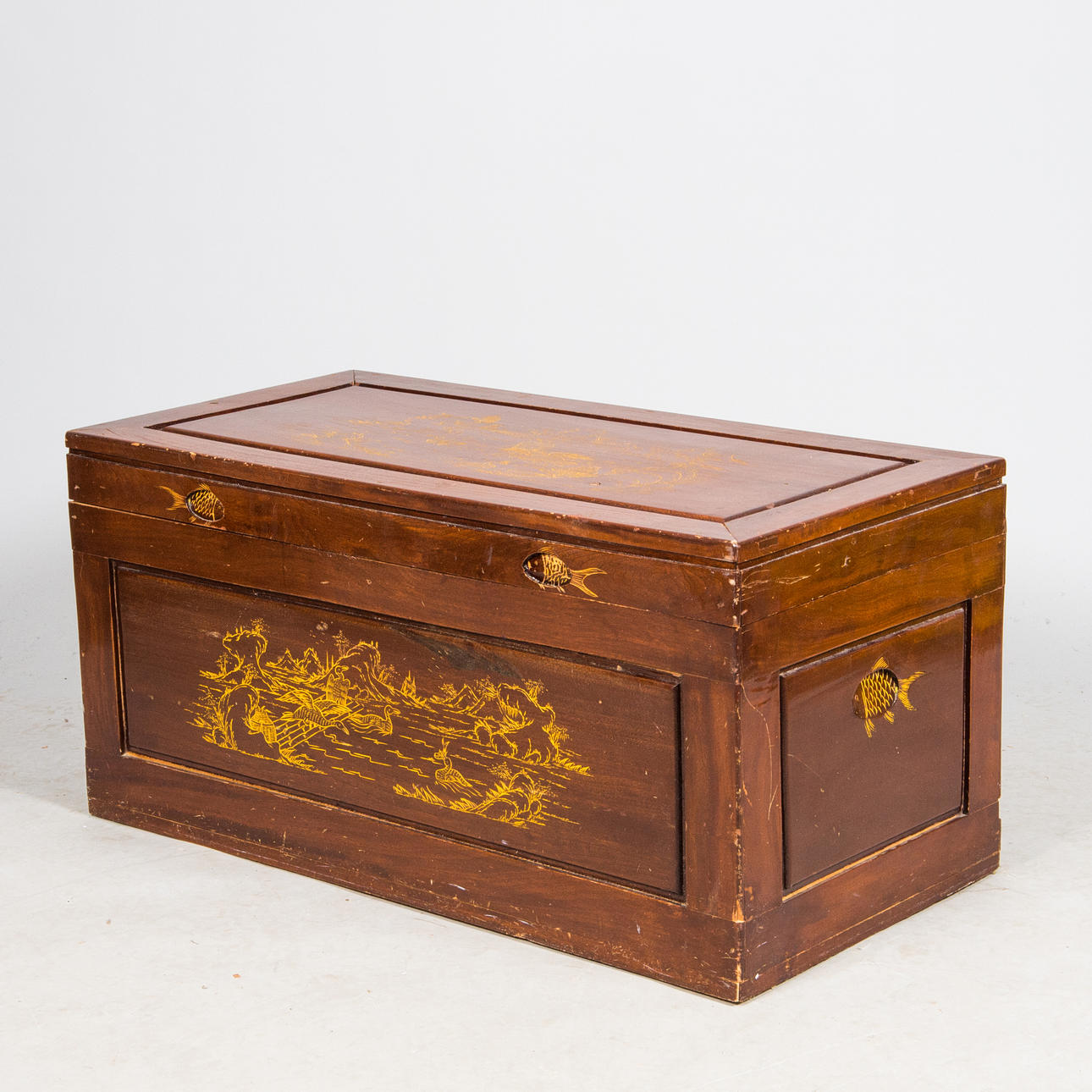 COFFIN, stained mahogany, Asia, second half of the 20th century.