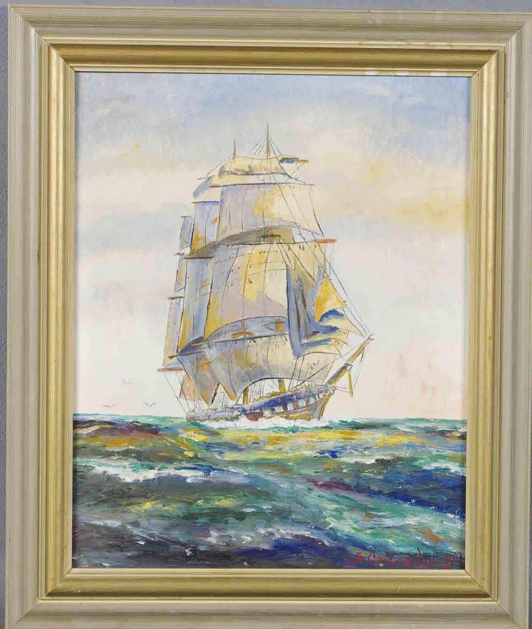 A. GUSTAVSSON. marinmålning, 1950, plja på pannå.