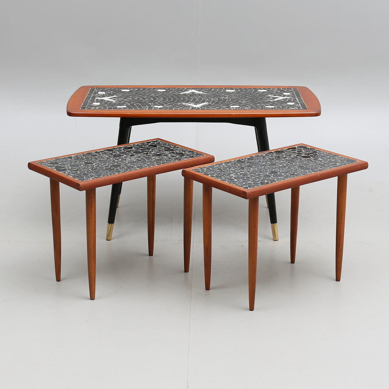 COFFEE TABLE, EJM, and LAMP TABLE, a pair, mid-20th century.