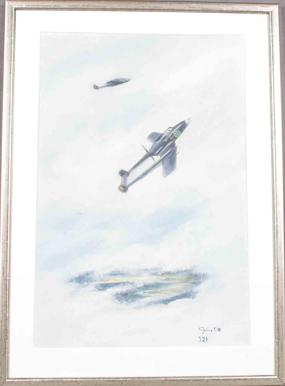 CARL JULIUS. militäflygplan, teckning.