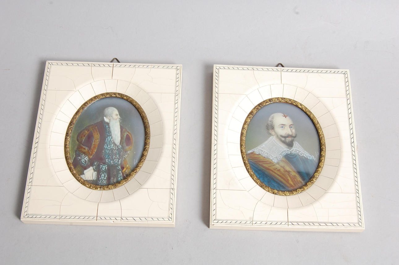 OKÄND KONSTNÄR. MINIATYRMÅLNINGAR, 2 delar, otydligt signerade.