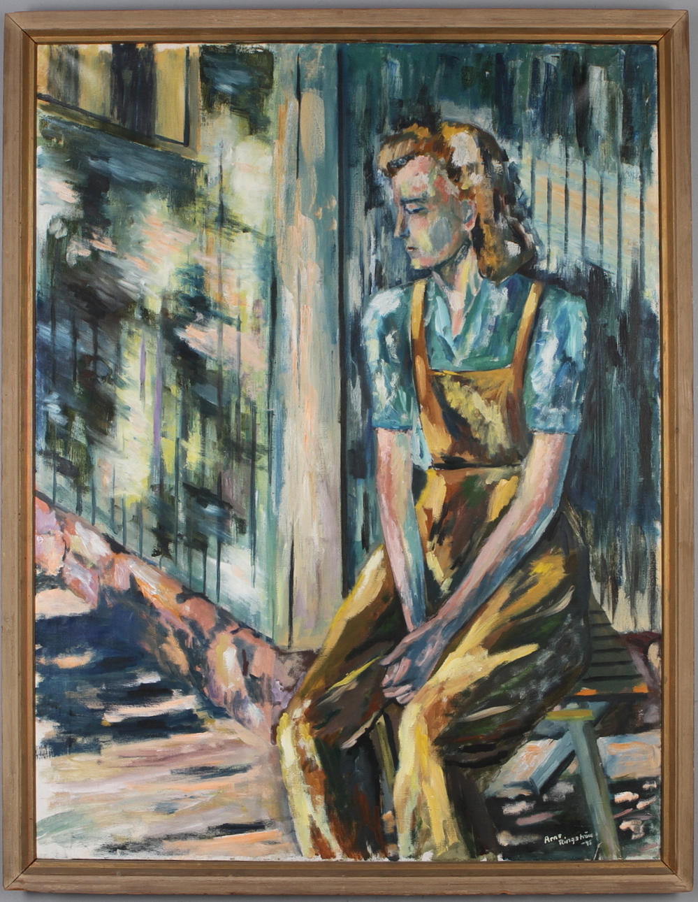 ARNE RINGSTRÖM. Kvinnostudie, olja på duk, signerad och daterad -45.