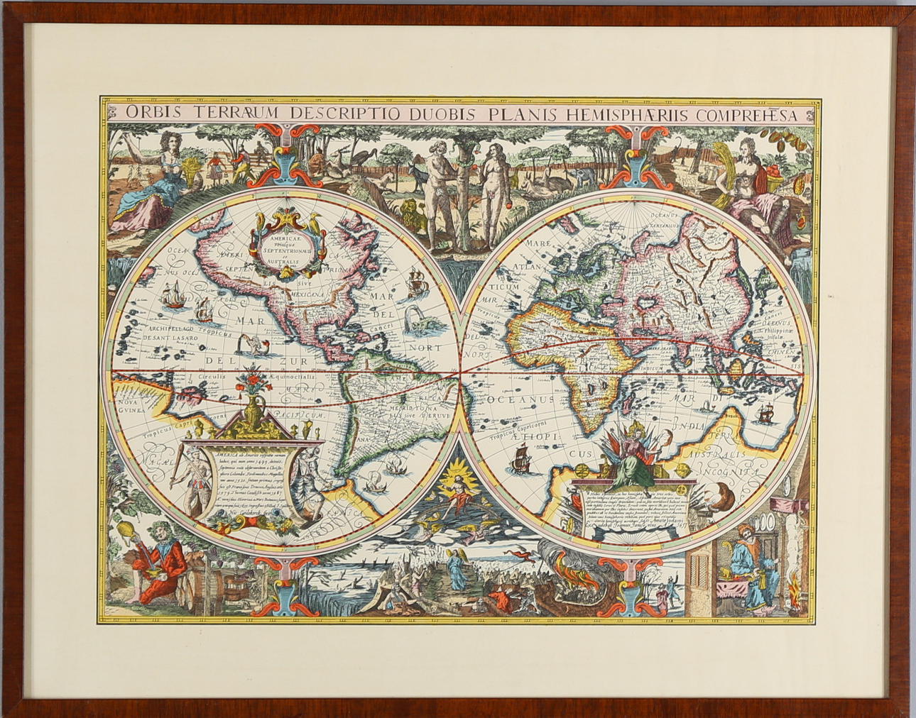 MAP, "Orbis Terrarum Descriptio Duobis Planis Hemisphaeriis Comprehesa", Nicholas Van Geelkercken, 1900s.