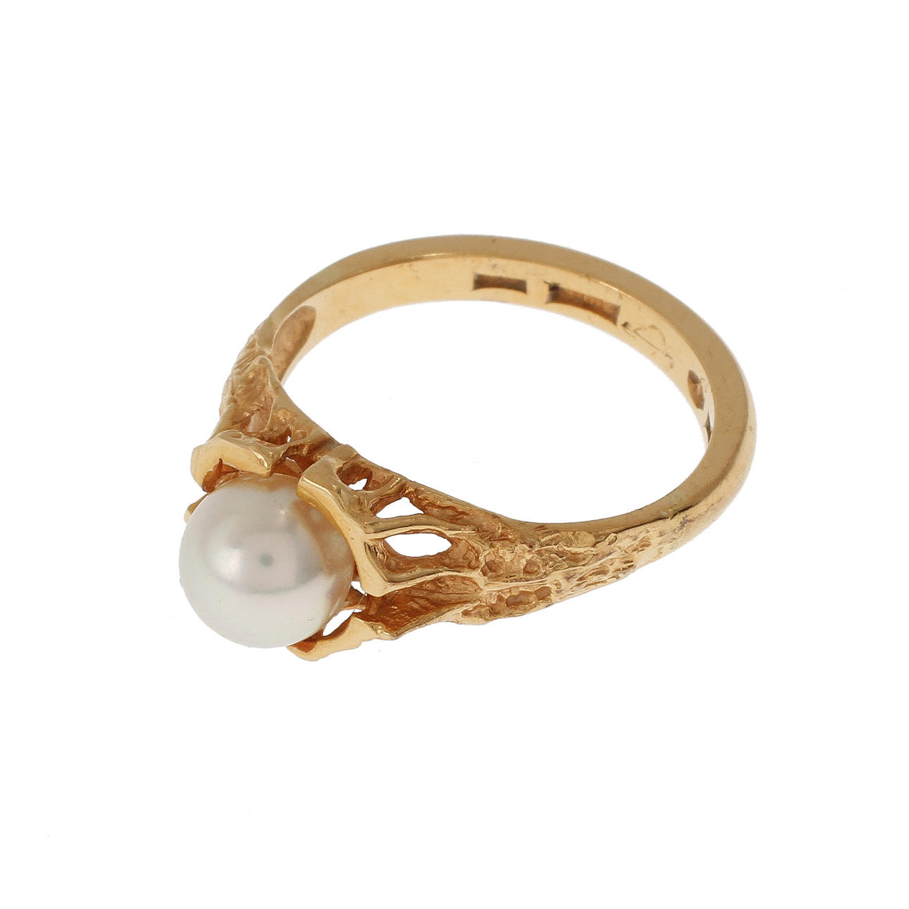 RING, 20k guld med pärla, 4,6 gram.