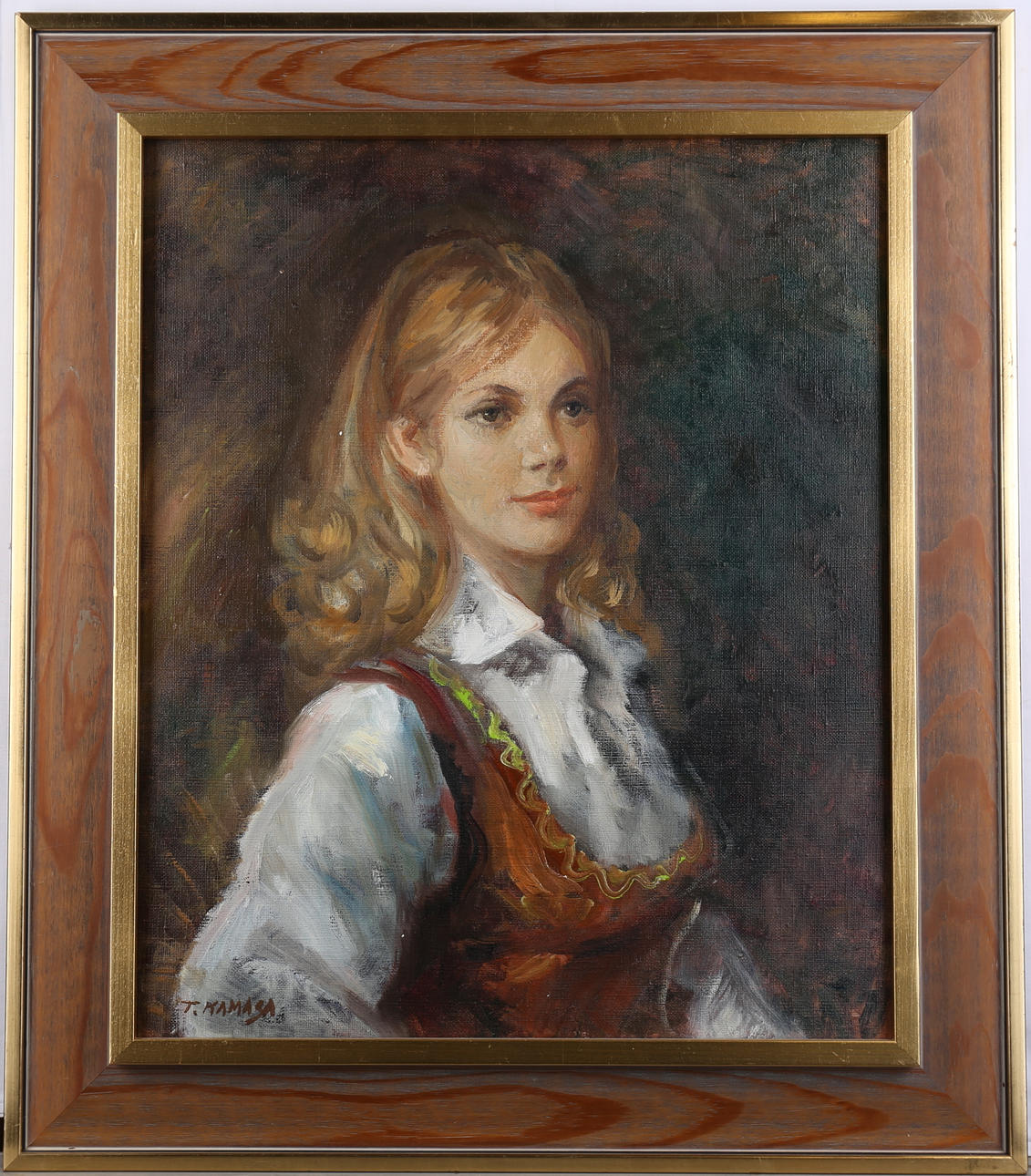 TADEUSZ KAMASA. Kvinnoporträtt, olja på duk, signerad.