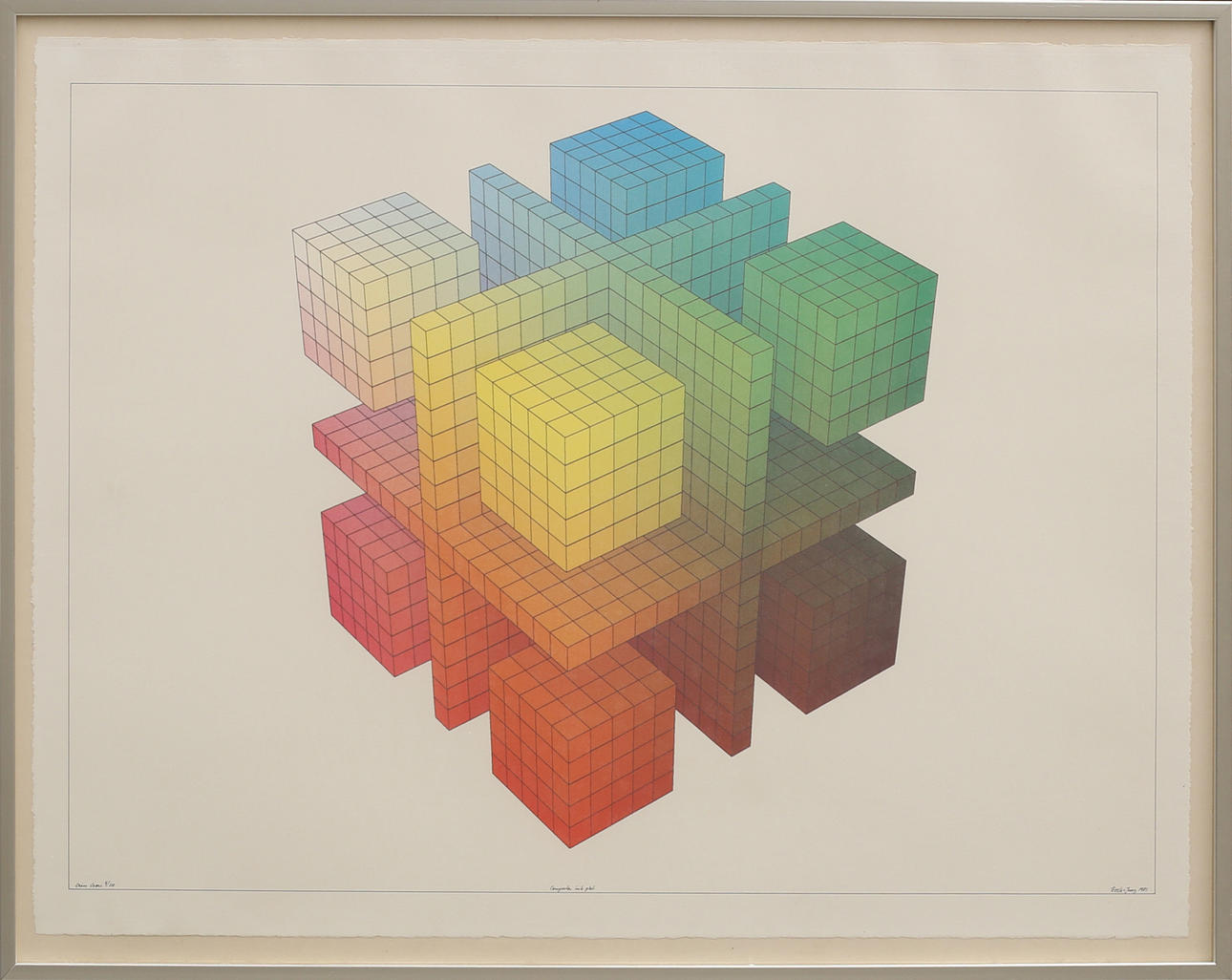 BECK OCH JUNG. färggrafik, criss cross nr. 5/110, Computer ink plot, 1981.