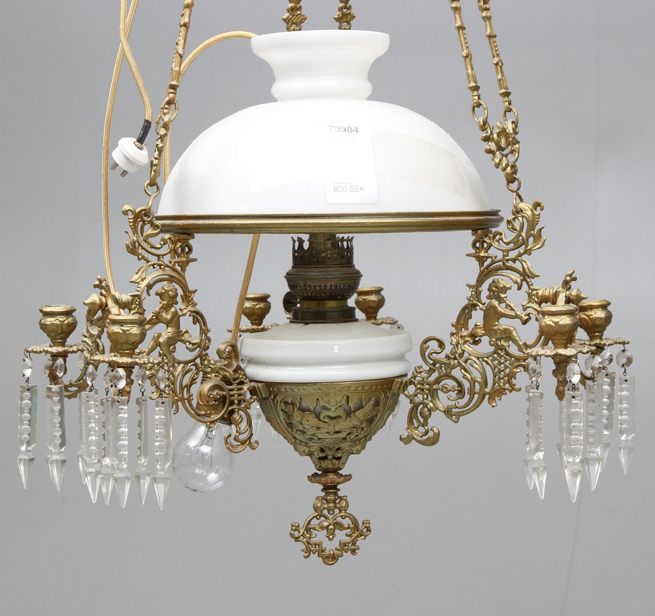 HÄNGLAMPA, fotogen/el, ca 1900.