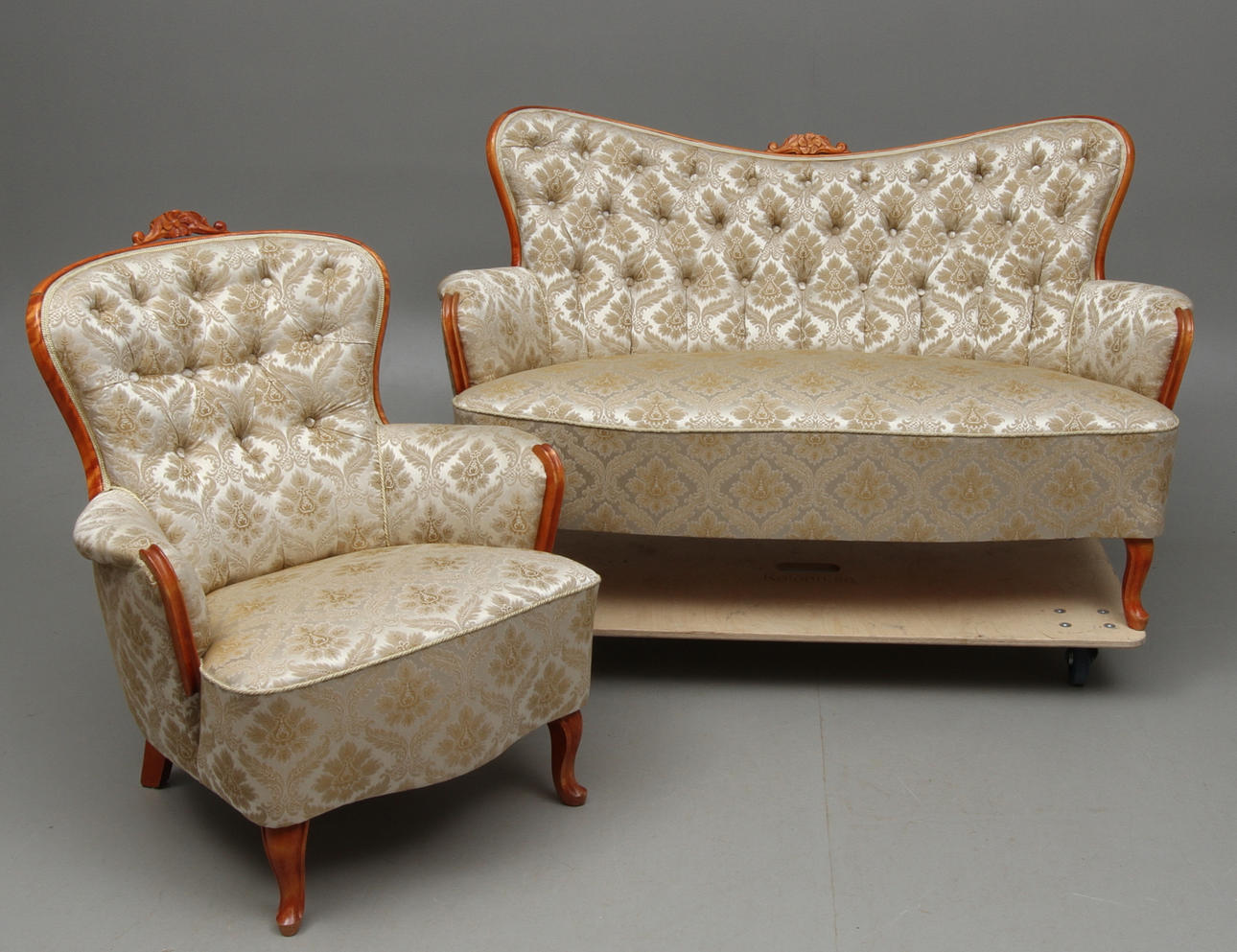 SOFFA och FÅTÖLJ, nyrokokostil, 1900-tal.