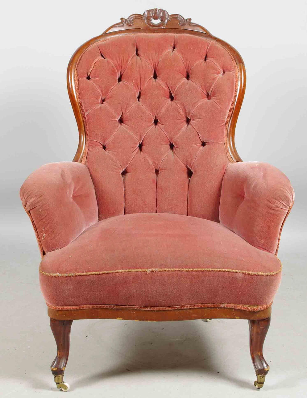 FÅTÖLJ, mahogny/plysch.