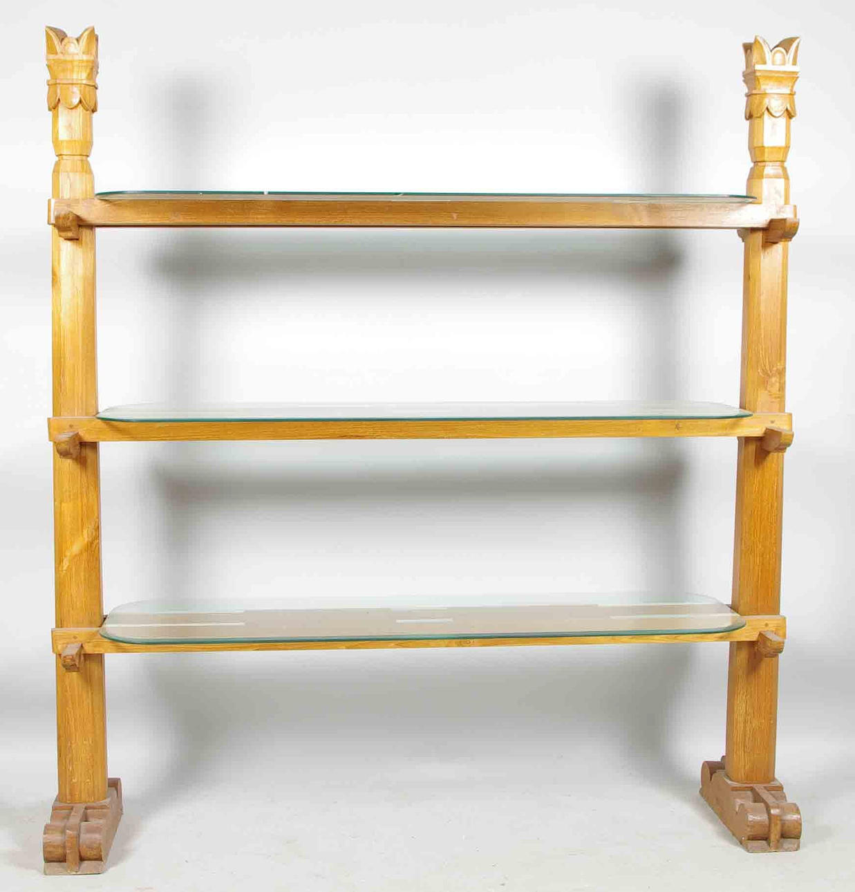 BOKHYLLA, ek med glashyllor, tidigt 1900-tal.