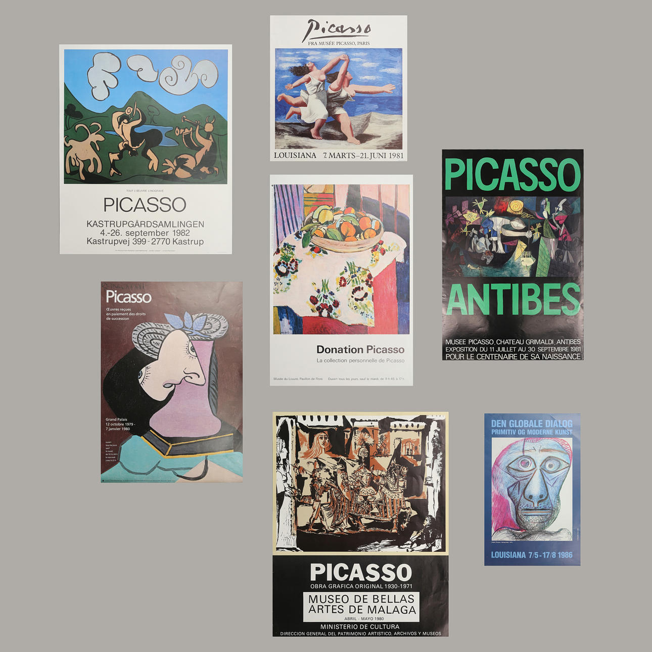 PABLO PICASSO. Posters 7 pcs, offset printing 1980s.