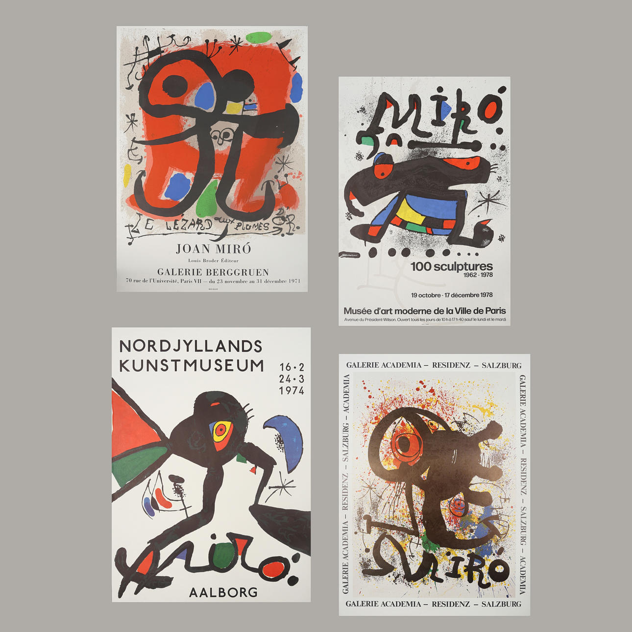 JOAN MIRÓ. Affischer 4 st, offsettryck 1970-tal.