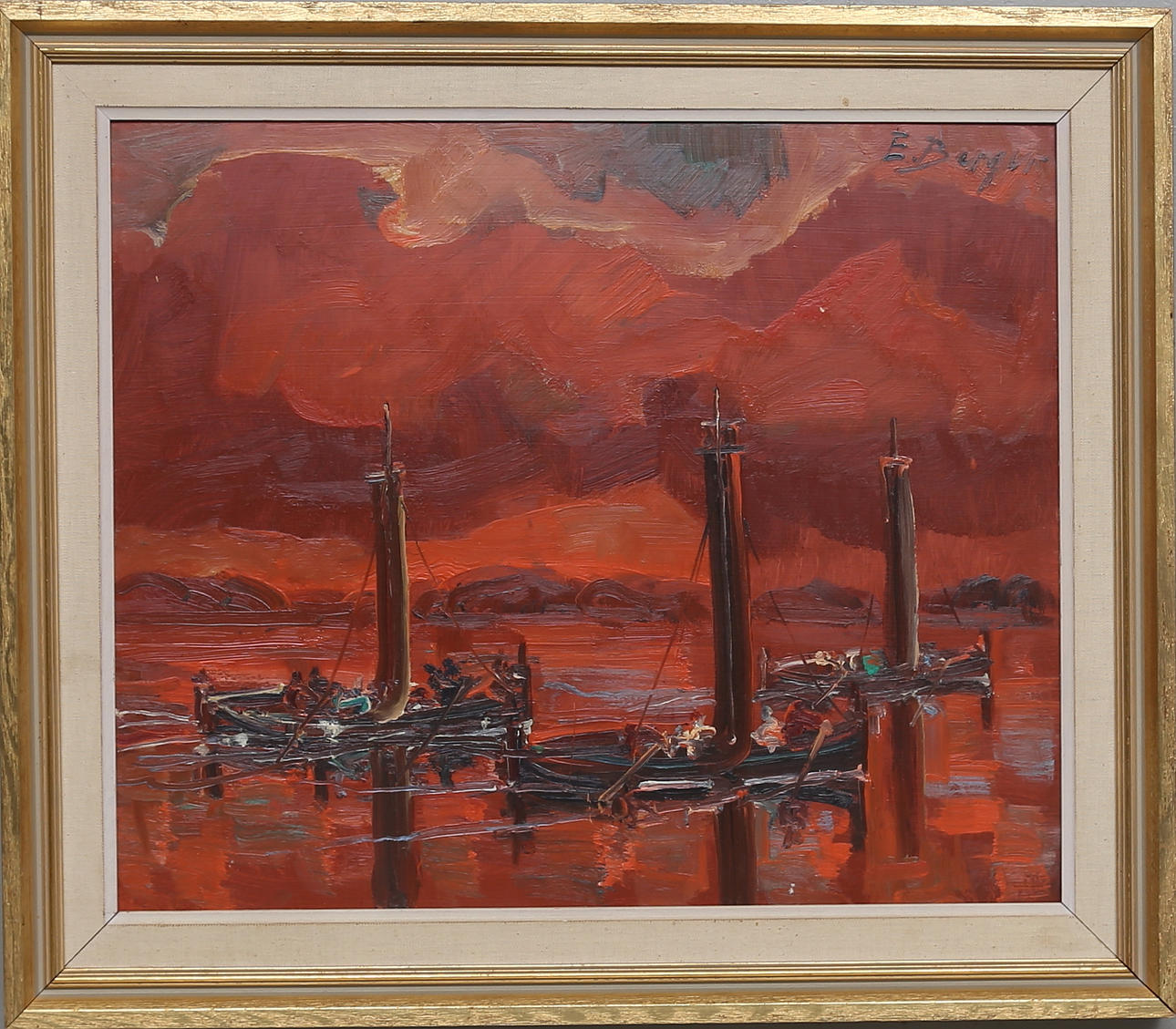 EINAR BERGER. Olja på pannå, signerad.