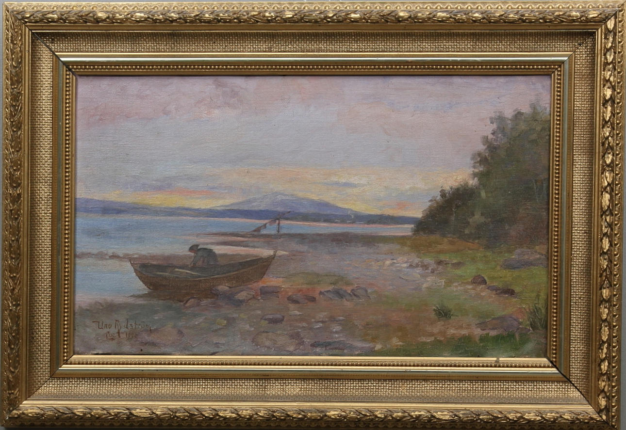 UNO RYDSTRÖM. Fjällandskap med sjö. Olja på duk. Signerad och daterad Cop 1900.