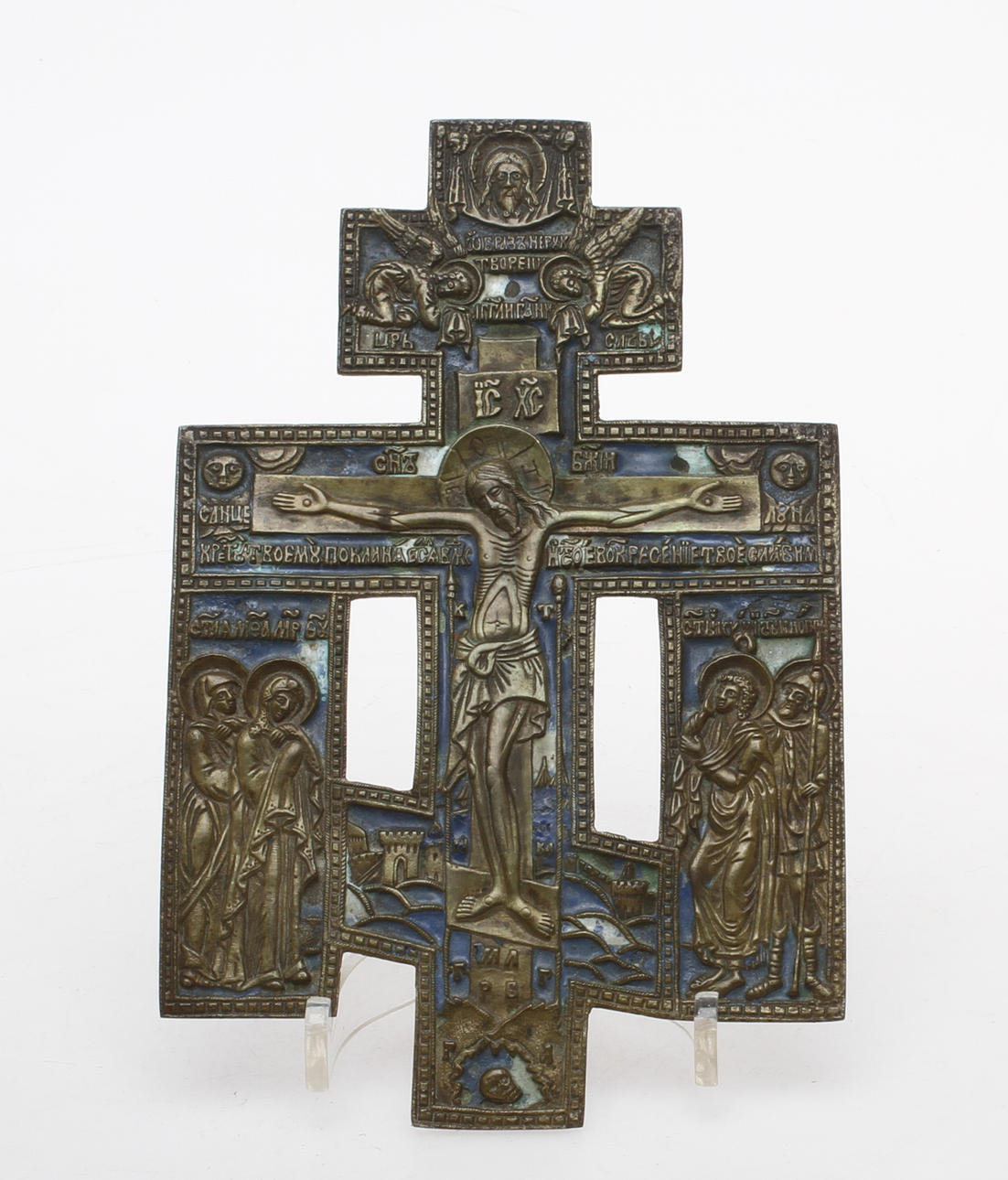KRUCIFIX, mässing och emalj, Ryssland.