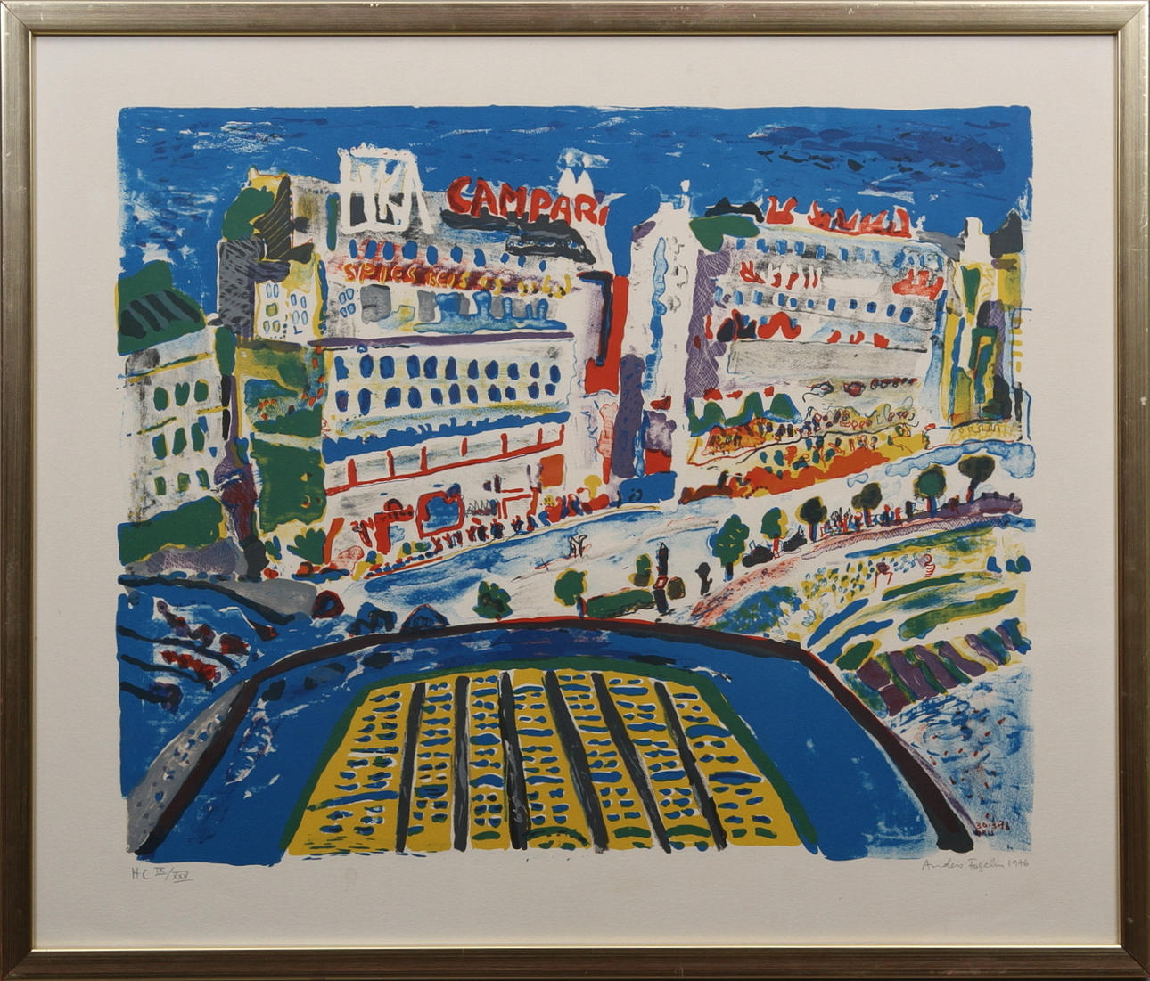ANDERS FOGELIN. Motiv från Paris. Färglitografi H.C. Signerad. Numrerad IX/XXV samt daterad i plåten 30-3-76, Paris.