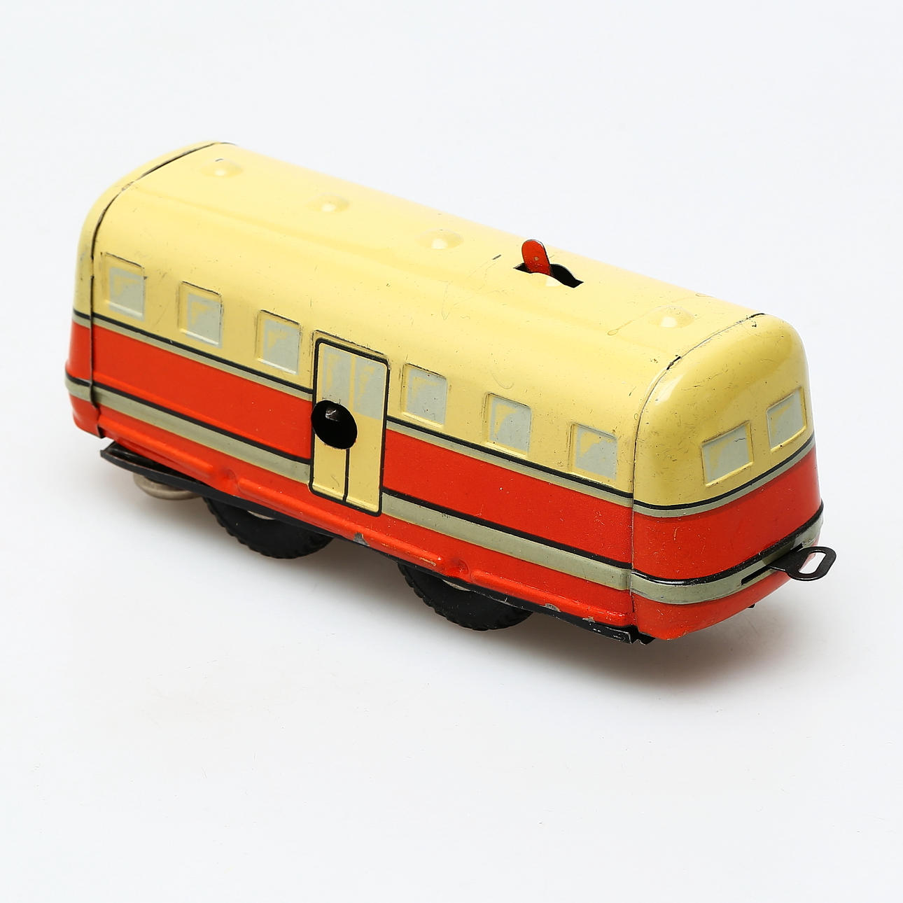KEIM Monotrack, locomotive and two carriages, rails, clockwork ...