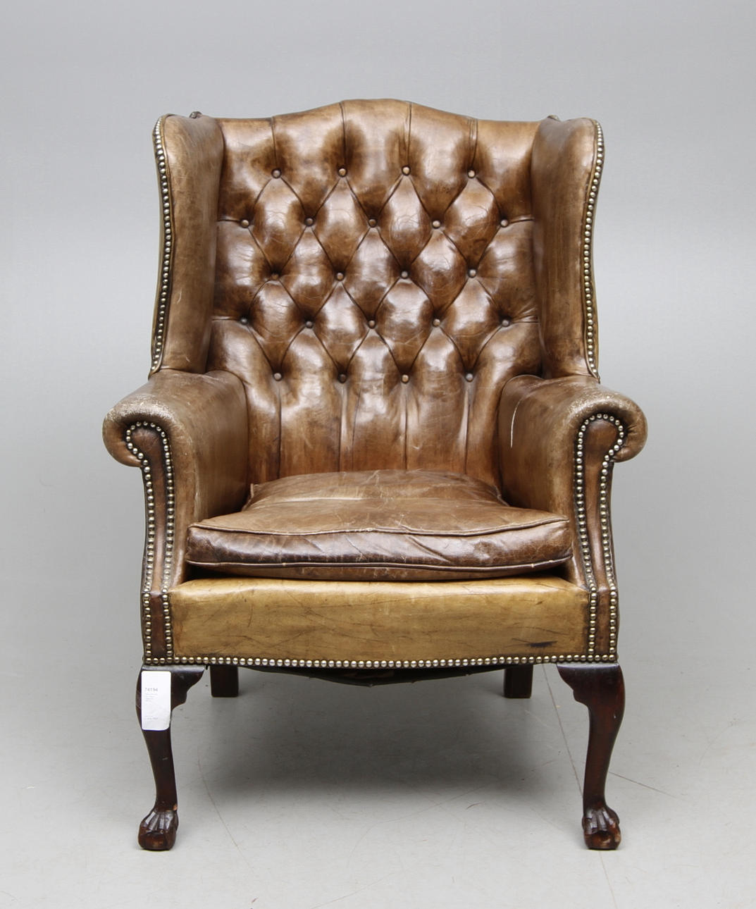 OHRRINGE SESSEL, Leder, englischer Stil, 1900er Jahre.