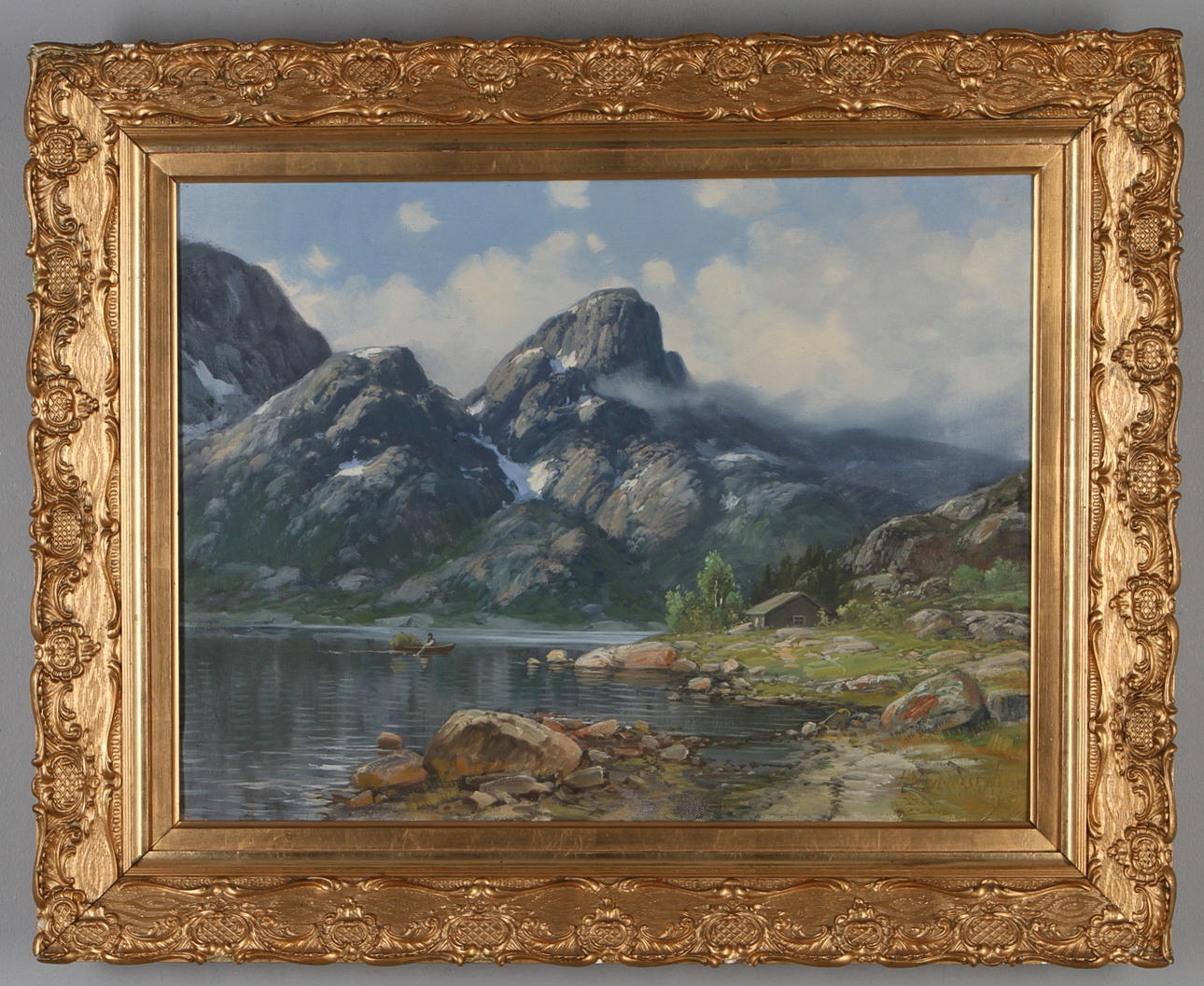 HALVAR HALVORSEN. Fjordlandskap, olja på duk, signerad.