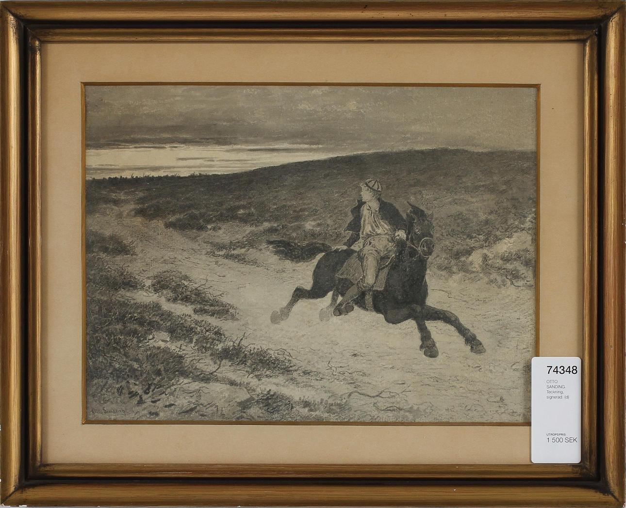 OTTO SANDING. Teckning, signerad.