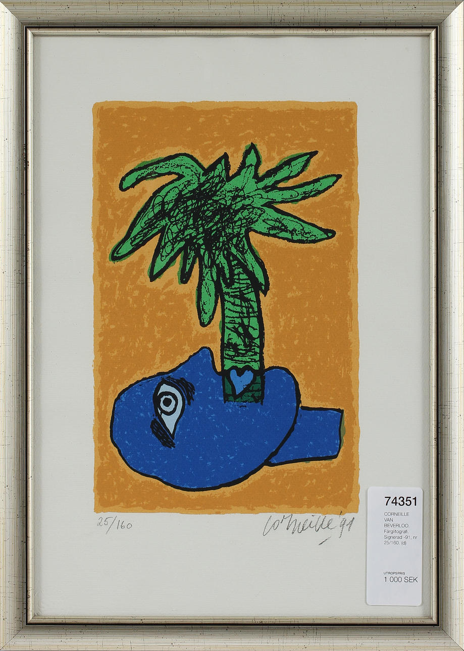 CORNEILLE VAN BEVERLOO. Färglitografi. Signerad -91, nr 25/160.