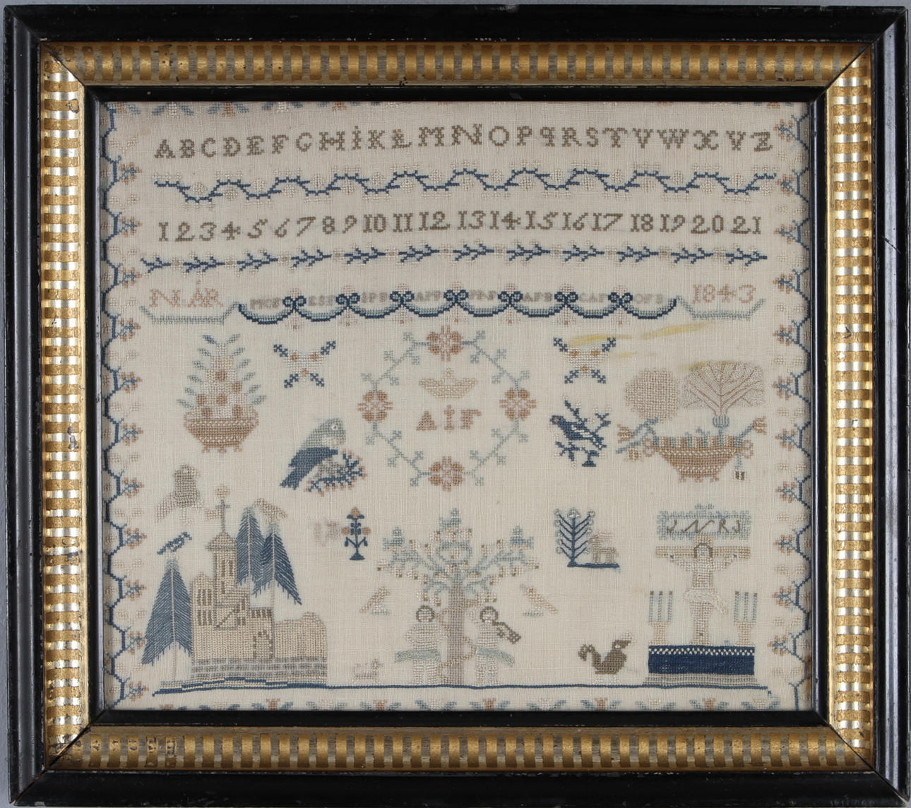 MÄRKTAVLA, allmoge, daterad 1843.