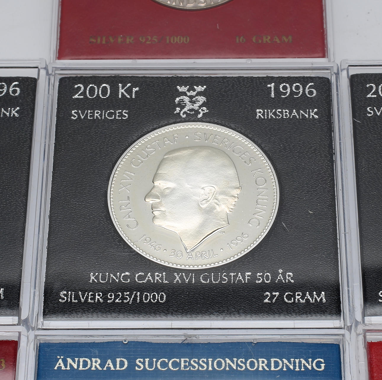 MINDEMØNT, 10 stk, sølv, Sverige.