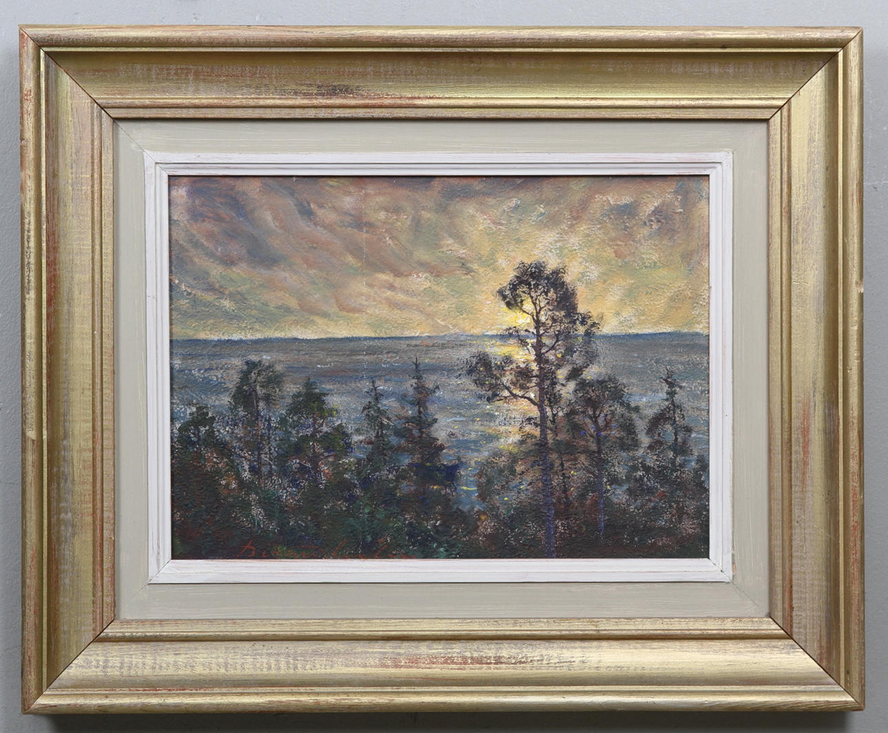 BIRGER HJELM. Motiv från Omberg. Olja på pannå, signerad.