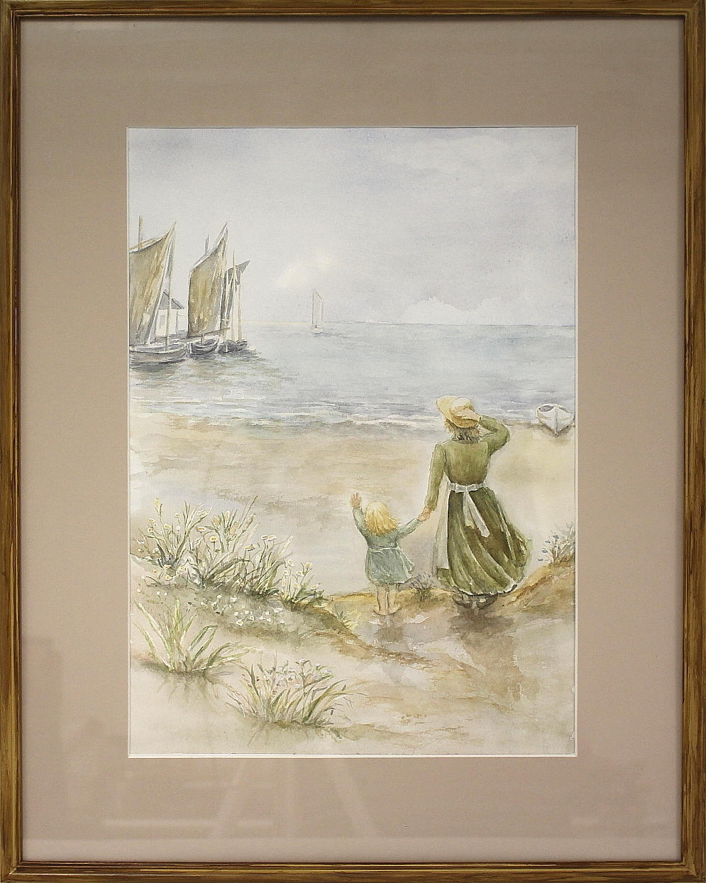 OIDENTIFIERAD KONSTNÄR. akvarel, farvel far, usigneret.