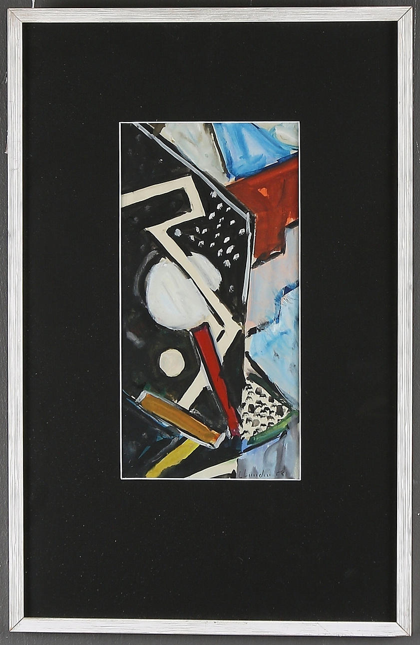 LARS LUNDIN. Komposition, gouache, på papper, signerad.