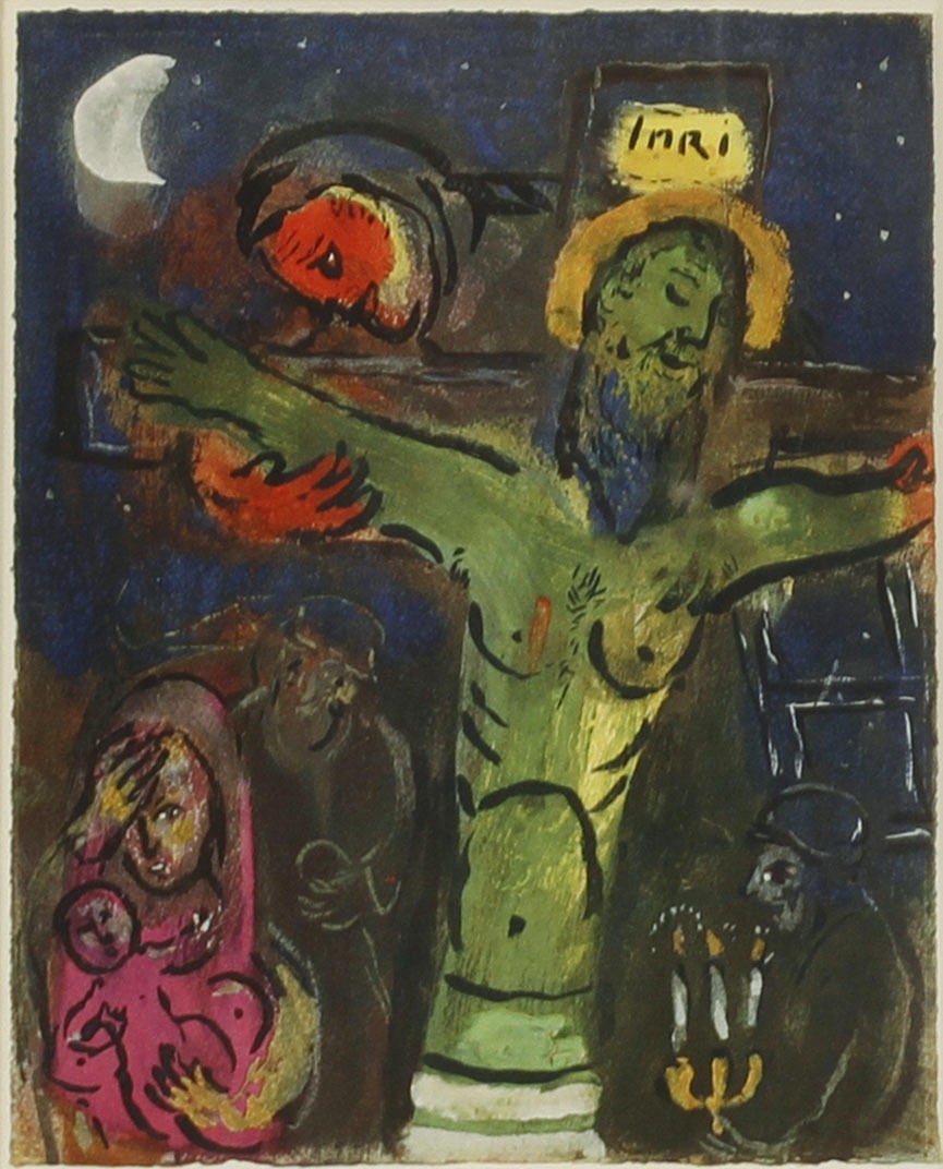 MARC CHAGALL. after, "Christ", lithograph.