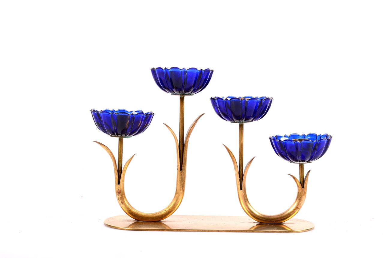 LJUSSTAKE, mässing/glas, Gunnar Ander.