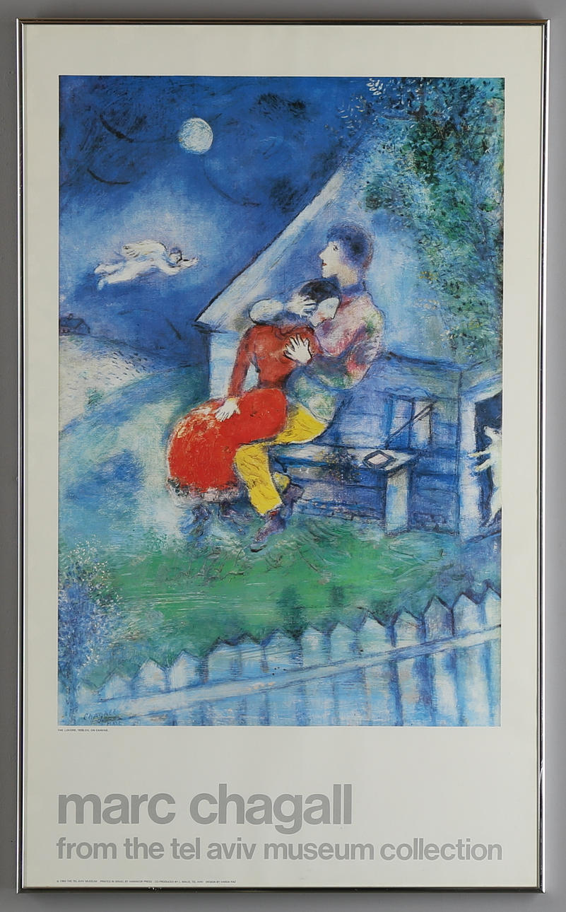 MARC CHAGALL. efter, "The Lovers, 1929", plakat, Musée-udgaven 1964.