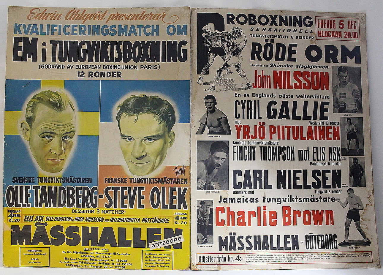 AFFISCHER, 2 st, boxning, 1950- tal.