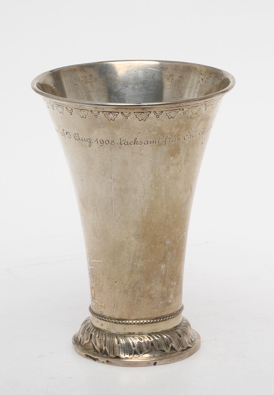 POKAL, silver, Jakob Engelberth Torsk Stockholm 1908. Vikt 432 gram.