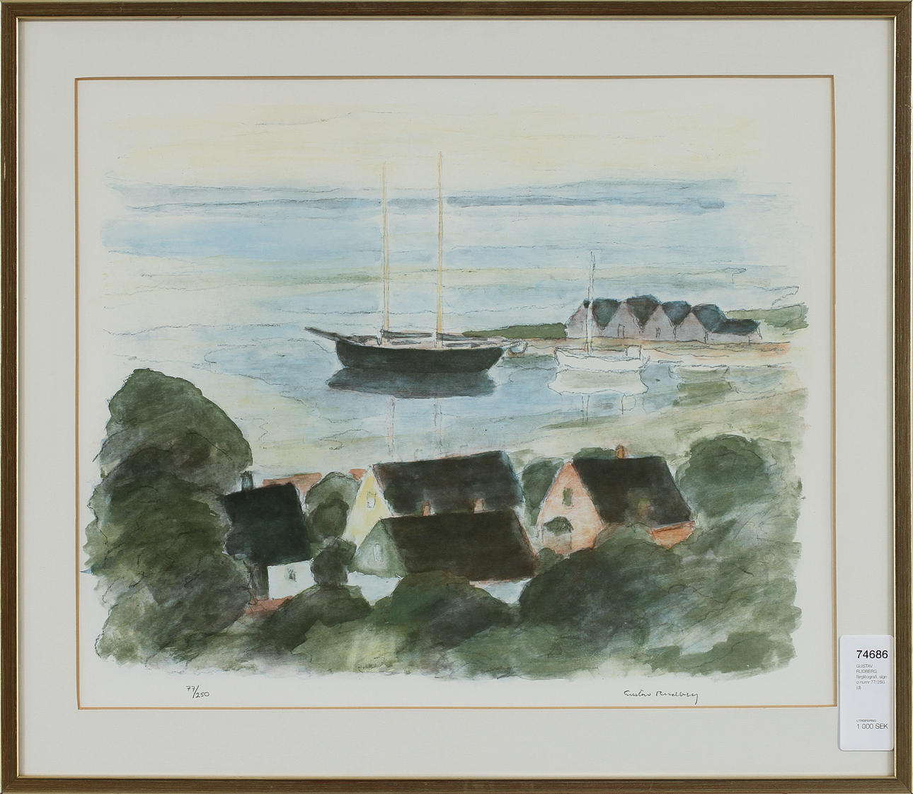 GUSTAV RUDBERG. färglitografi, sign o numr 77/250.