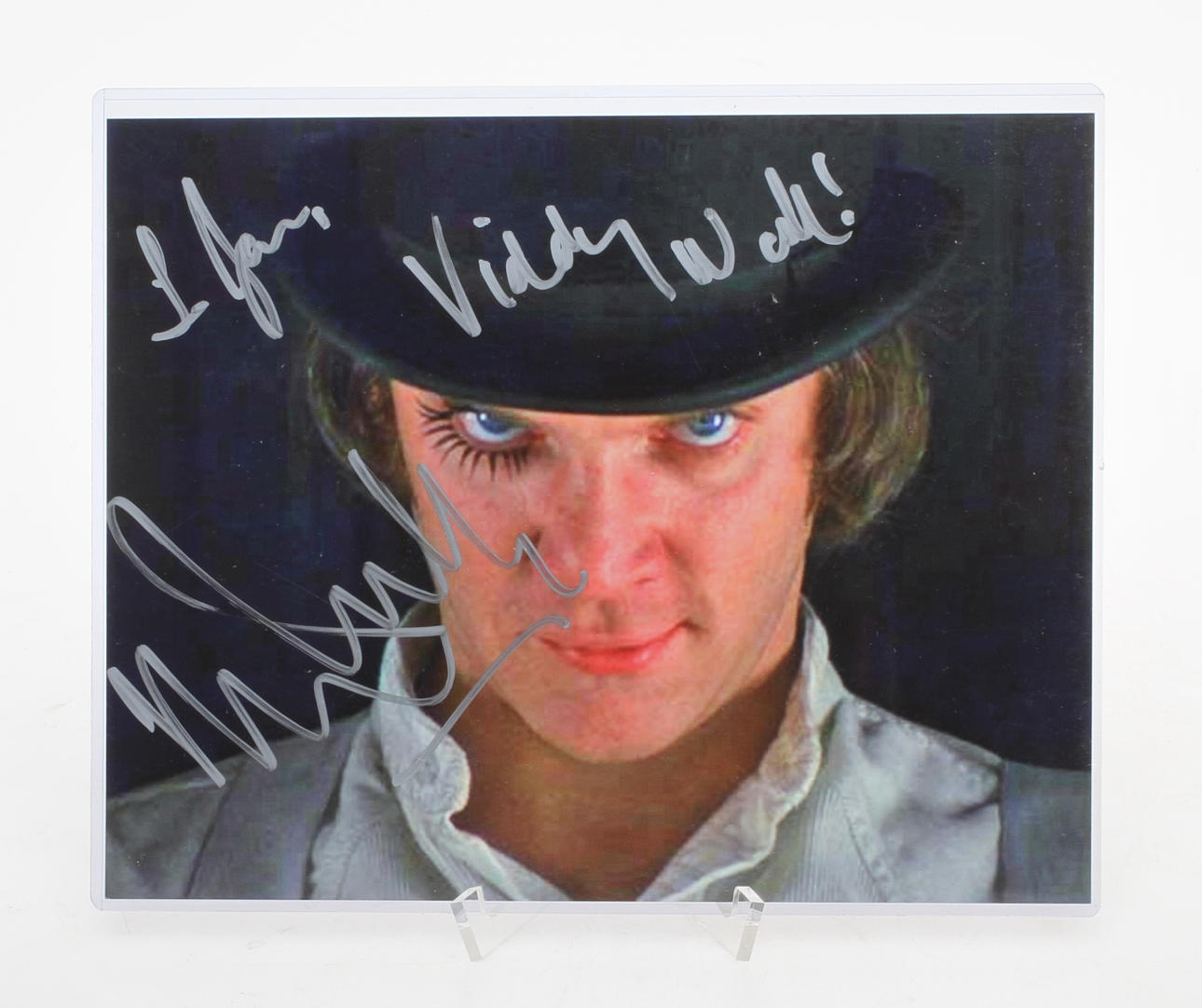 AUTOGRAF, Malcolm McDowell från "A Clockwork Orange".