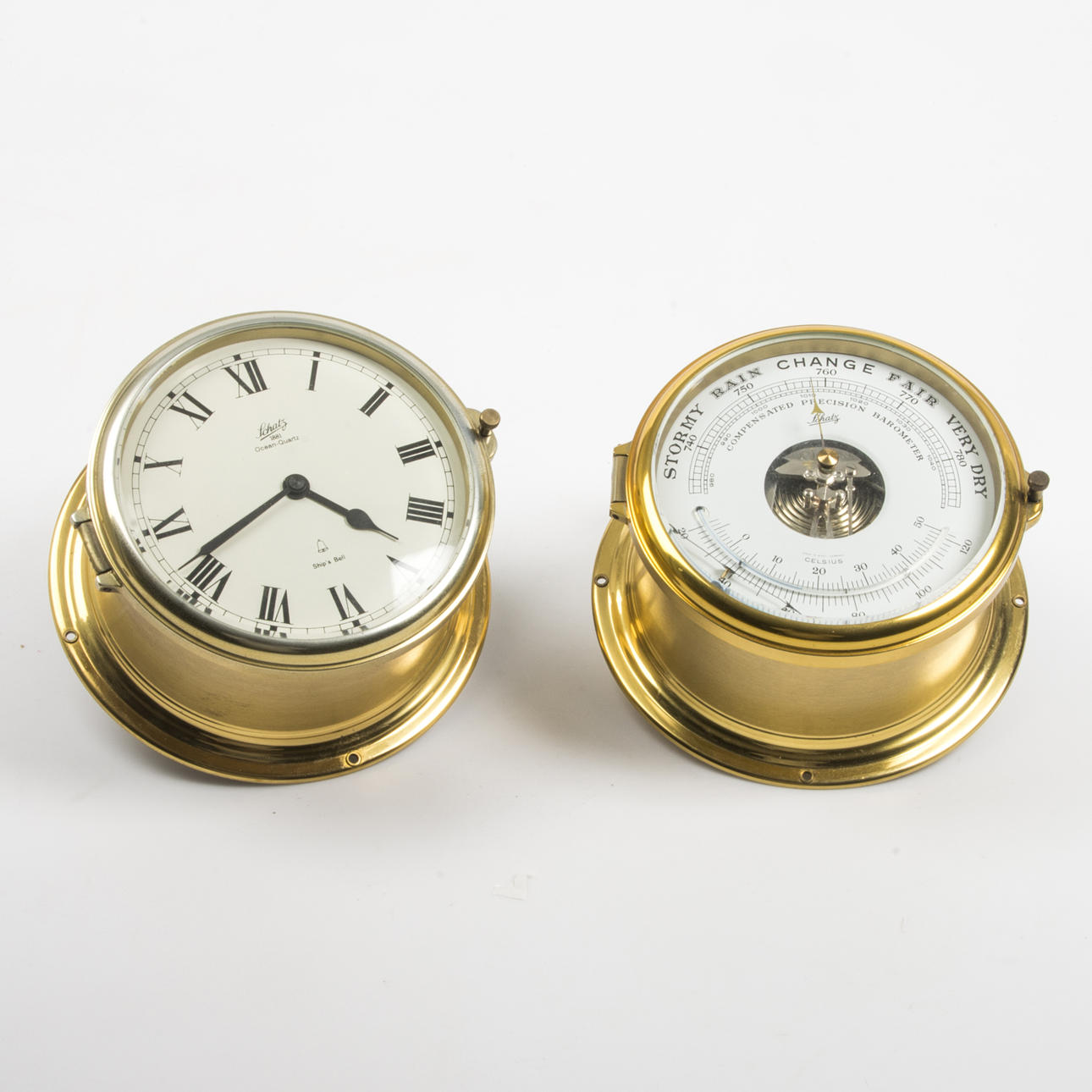 SKEPPSUR SAMT BARTOMETER, mässing, Schatz.