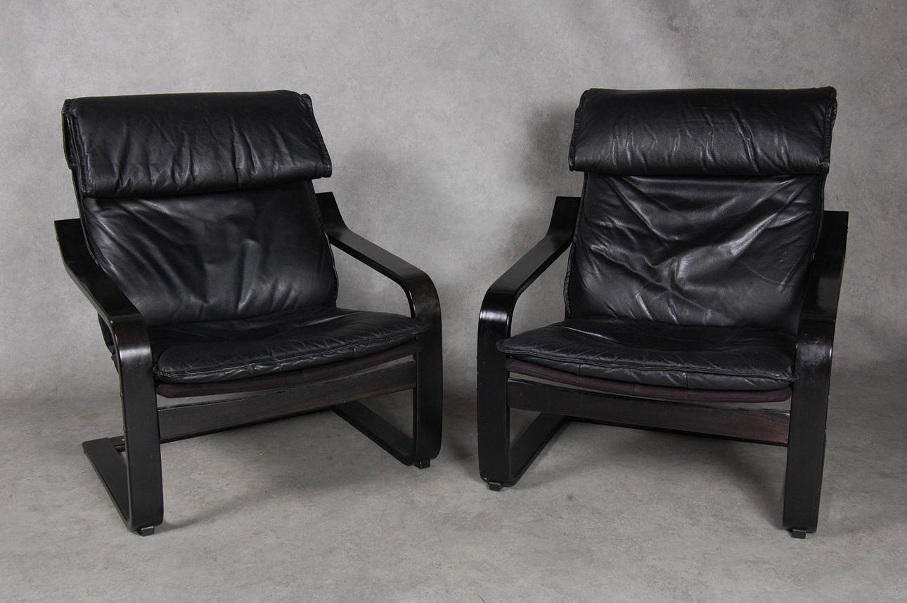 FÅTÖLJER, 1 par, skinn.